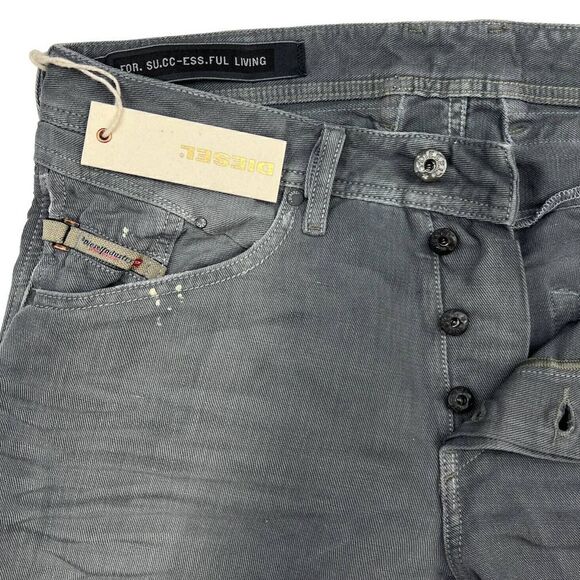 New Diesel Men Jeans US 27 D.N.A. Mutation Grey Fade Belther Slim Fit Button-Up - Picture 3 of 11